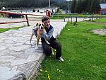 Alexander with a local puppy at Bolboci Chalet